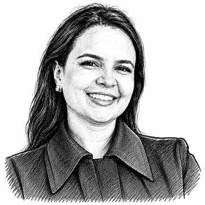 Caricatura em traço de Thamara Brito, entregue no kit dela