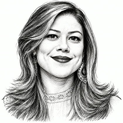 Caricatura em traço de Vanessa Gerardo, entregue no kit dela